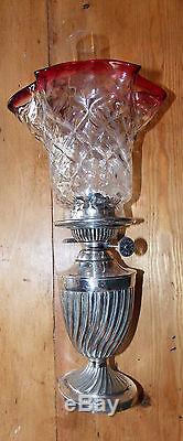 Antique rare Hinks & Sons miniature Bijou silver plated OIL LAMP ribbed