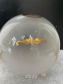 Antique round translucent gold gilt leaf chinese dragon Moderator oil lamp shade