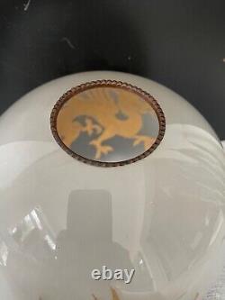 Antique round translucent gold gilt leaf chinese dragon Moderator oil lamp shade