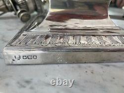 Antique silver hallmarked, oil lamp with daisy cut font silver plate Hinks Burne
