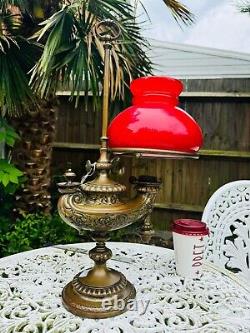 Antique victorian Bronze oil lamp