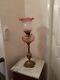 Antique victorian cranberry oil lamp super a1 condition absolutely mint