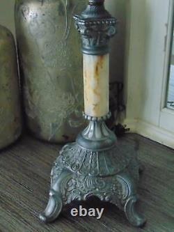 Antique victorian ornate cherub angels PARLOR OIL LAMP converted electrified