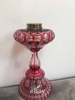 Antique victorian ruby facet cut oil lamp