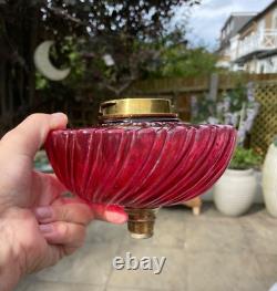 Antique wrythen cranberry oil lamp font reservoir