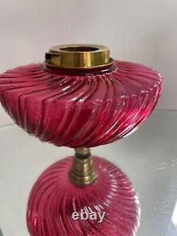 Antique wrythen cranberry oil lamp font reservoir