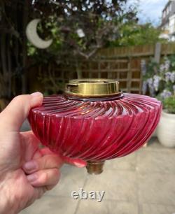 Antique wrythen cranberry oil lamp font reservoir