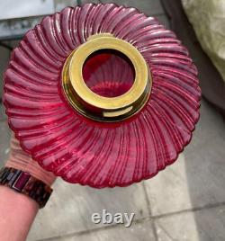 Antique wrythen cranberry oil lamp font reservoir