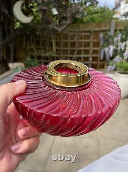 Antique wrythen cranberry oil lamp font reservoir