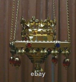 Antiques Shape Censer Lampatka Icon Lamp Russia Orthodox Church Brass