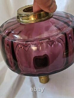 Antiques Young's amythist Glass Oil Lamp reservoir with screw font