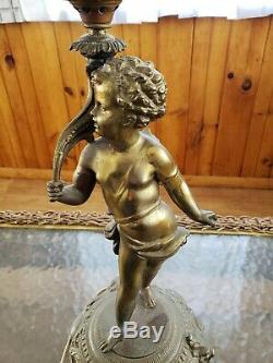 Archer/Cupid/Cherub Oil Lamp The Parker Lamp company, converted to Electric