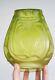Art Nouveau VICTORIAN Lime Green Glass Embossed S Reich oil lamp shade 4 inch