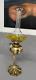 Art nouveau aesthetic brass flower oil lamp yellow etched shade wright & butler