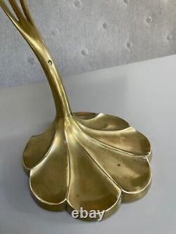 Art nouveau aesthetic brass flower oil lamp yellow etched shade wright & butler