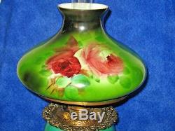 B & H Banquet Parlor Hurricane GWTW Antique Oil Lamp Tam O Shanter Glass Shade