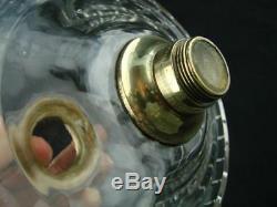 BEAUTIFUL CLEAR FACET CUT GLASS OIL LAMP FONT BAYONET FIT, 23mm HINKS UNDERMOUNT
