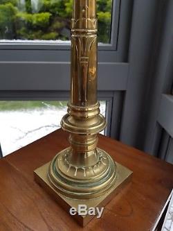 BIG Original Victorian Hinks 21mm CAST Brass Oil Lamp Base 49cm 19.5 Column A1