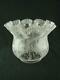 Beautiful Antique Acid Etched Clear Glass Tulip Shade For Oil Lamp, 4 Fitter