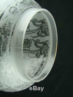 Beautiful Antique Acid Etched Clear Glass Tulip Shade For Oil Lamp, 4 Fitter