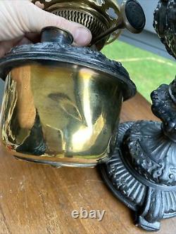 Beautiful Antique Spelter Oil Lamp Centre Draft Silber light Co Made In Germany