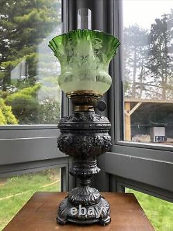 Beautiful Antique Spelter Oil Lamp Centre Draft Silber light Co Made In Germany