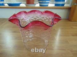 Beautiful Antique Victorian Cranberry Glass Oil Lamp Shade