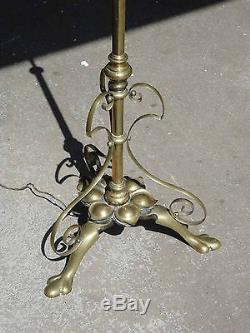 Beautiful Antique Victorian Telescopic Brass Oil Standard Lamp Converted