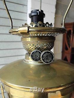 Beautiful Antique Victorian Telescopic Brass Oil Standard Lamp Converted