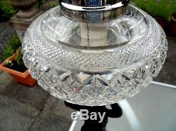 Beautiful Clear Cut Glass French Lady Statue Oil Lamp