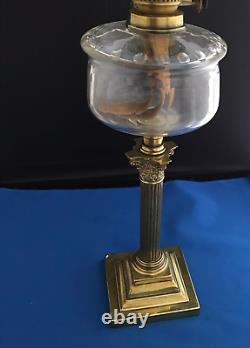 Beautiful Victorian Double Burner Corinthian Column Oil Lamp