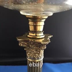 Beautiful Victorian Double Burner Corinthian Column Oil Lamp