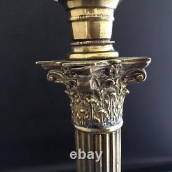 Beautiful Victorian Double Burner Corinthian Column Oil Lamp