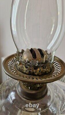 Beautiful Victorian Glass & Brass Oil Lamp H55CM