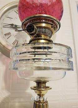 Beautiful Victorian Quality Cranberry Oil Lamp