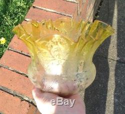 Beautiful Victorian Quality Lemon /yellow Duplex Hinks Oil Lamp Shade