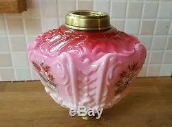 Best Victorian Dark Cranberry Pink Glass Oil Lamp Shade Font Corinthian Column