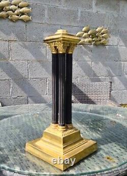 Big Original Victorian 4 Column Brass Ebony Oil Lamp Base 23mm Undermount Fitter