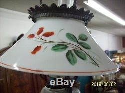 Bradley & Hubbard 1877 Cast Iron Oil Lamp Converted to Electic Milk Glass Shade