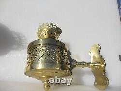 Brass Oil Lantern Converted Light Lamp Bracket Wall Sconce Old Antique STYLE