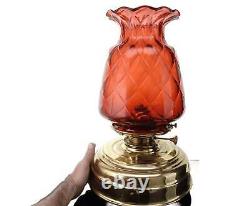 C1890 Huge Cranberry Optic Brass based Table Oil Lamp