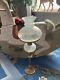 C1900 Vaseline Shade And Well Peg Oil Lamp With Burner And Brass Candlestick