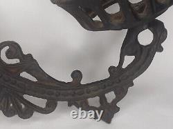 Cast Iron Wall Sconce Set For Oil Lamps Black Early American Victorian Decor