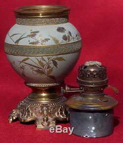 Chesapeake Pottery Victorian Aesthetic Movement Porcelain Pottery Oil Lamp MINT