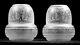 Clear Acid Etched Cupids Griffins Gas Kerosene Oil Lamp Shades Globes Pair (2)