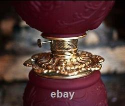 Collectable Vintage GWTW Parlor Oil Lamp Blown Ruby Red Glass Electrified