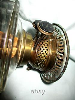 Complete Victorian Oil Lamp With Clear Cut Glass Font And Light Shade