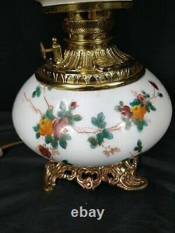 Consolidated Glass GWTW Banquet Oil Lamp Roses Gone with the Wind Victorian