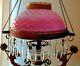 Cranberry Pink Cased Hobnail opalescent Victorian Glass Hanging Oil Lamp Shade