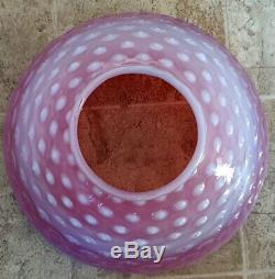 Cranberry Pink Cased Hobnail opalescent Victorian Glass Hanging Oil Lamp Shade